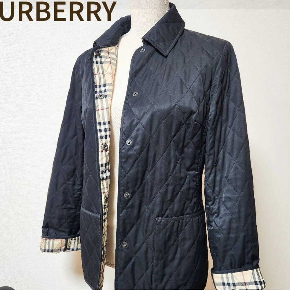 Burberry black Quilted Jacket with Check Lining